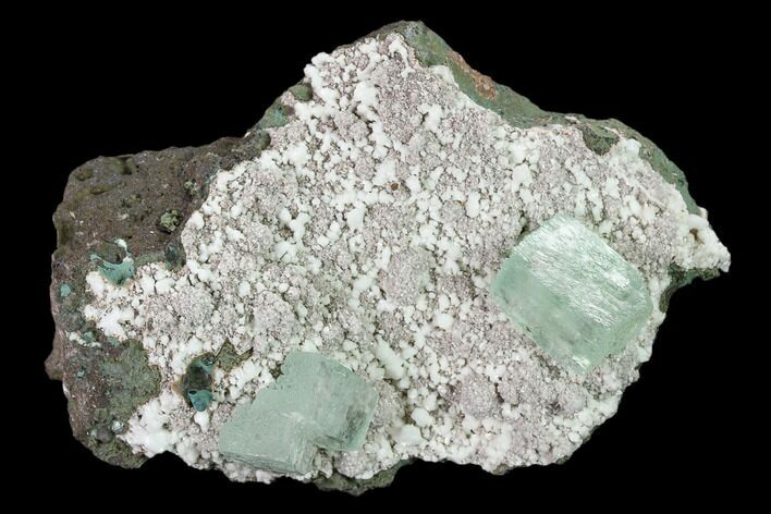 Green Apophyllite Crystals and White Heulandite - India #135804